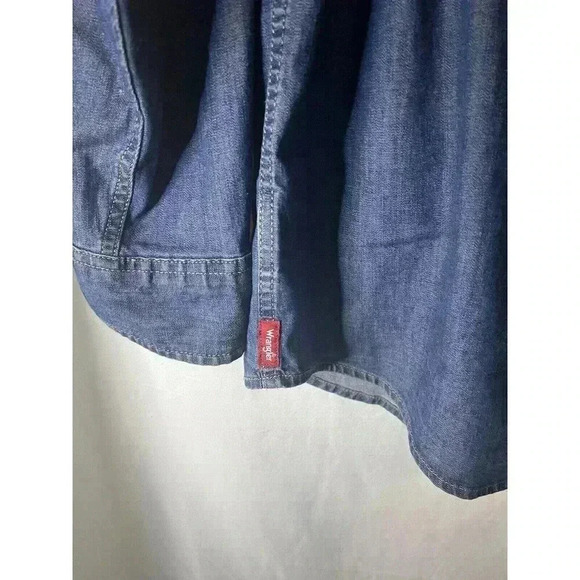 Wrangler Denim Shirt Flex Long Sleeve Casual Button Up Blue Jean Men’s XL Pockts - Picture 6 of 14